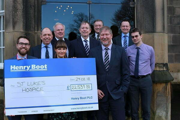Cheque from Henry Boot to St Luke's Hospice