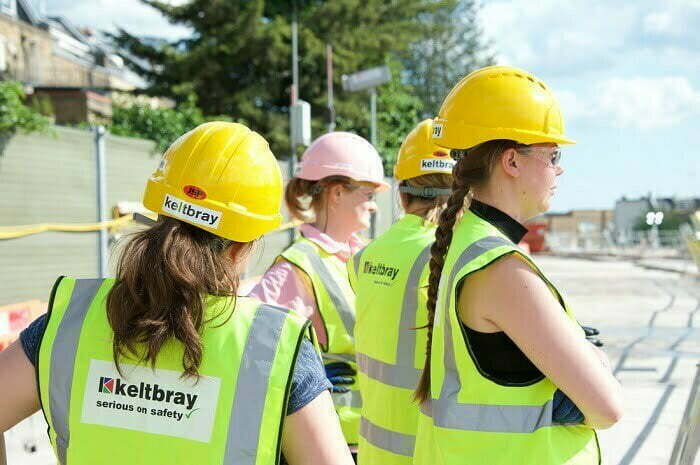 3 female construction workers on site