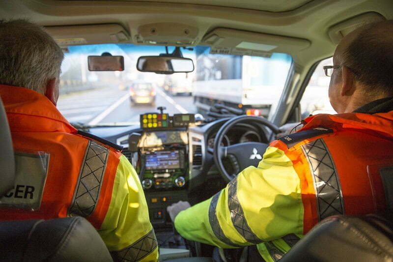 2 Highways england workers in the car