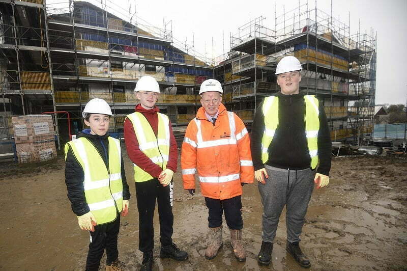Pic Greg Macvean - 06/03/2018 - 07971 826 457 Robertson development at Parkgrove Terrace where students were visiting the site to get a tour and find out more about what skills they can expect to learn on an apprenticeship. The visit was part of Scottish Apprenticeship Week.