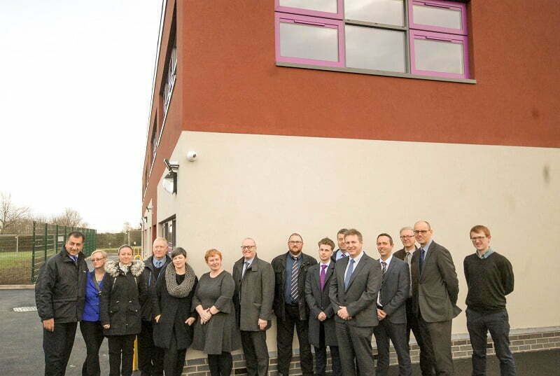 The staff of Ash Lea school celebrate the opening of the new extension