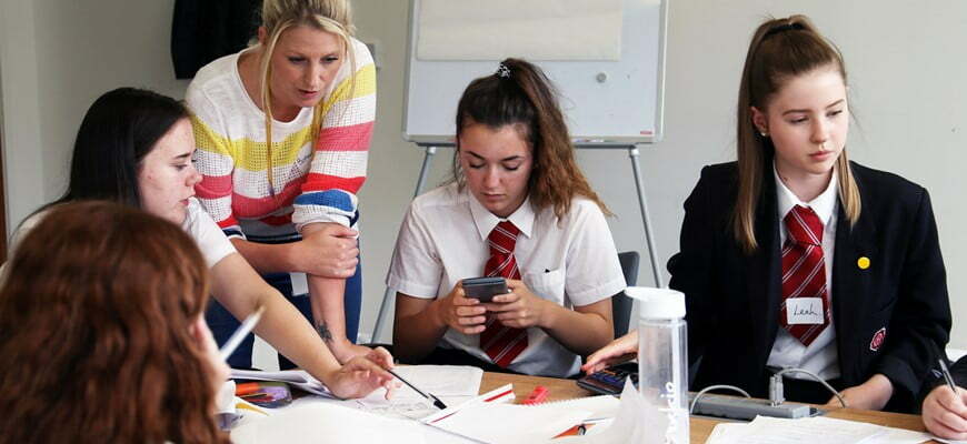 School girls learning STEM