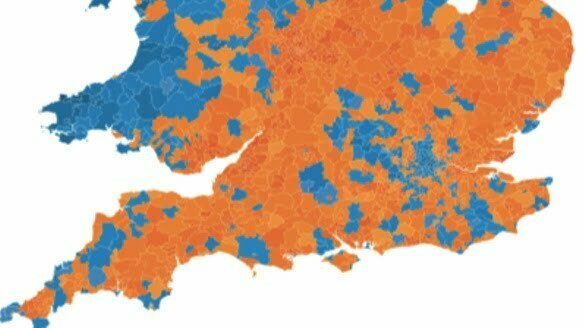 Heated map of England