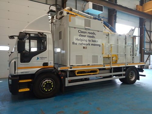 Vehicle-mounted vacuum litter picker developed and built by Balfour Beatty Plant & Fleet in partnership with Connect Plus Services