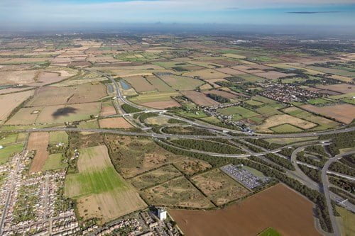 Computer generated image of the Lower Thames Crossing A13 junction