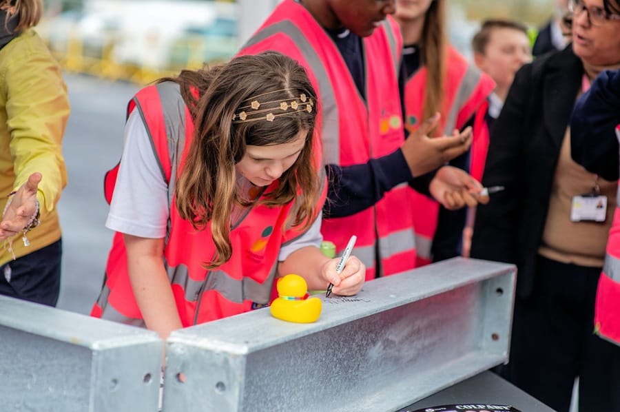 Surrey’s flagship net zero carbon school celebrates topping out