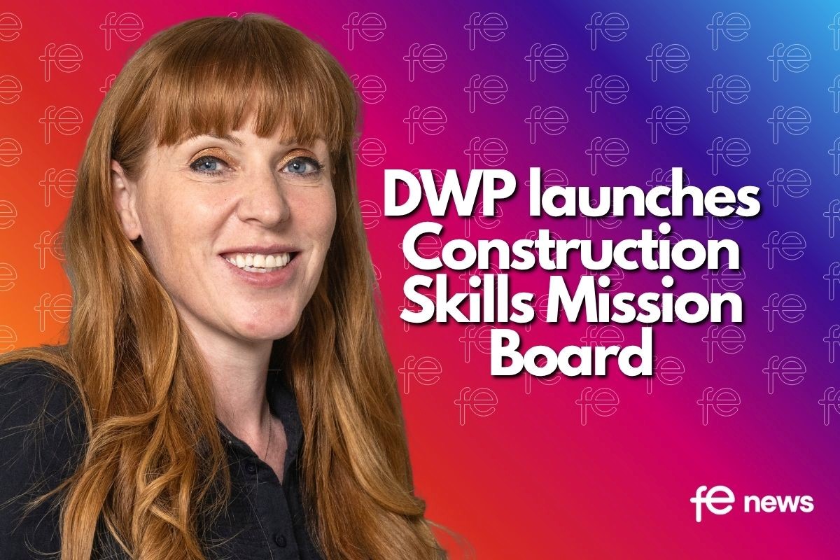Image of a lady with writing DWP Launches Construction Skills Mission Board