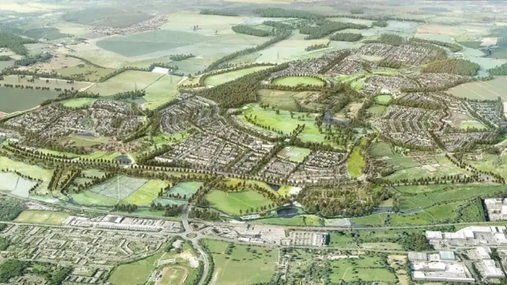 A birds eye view of The Barratt Redrow JV with Places for People will create a garden town style development in East Hertfordshire