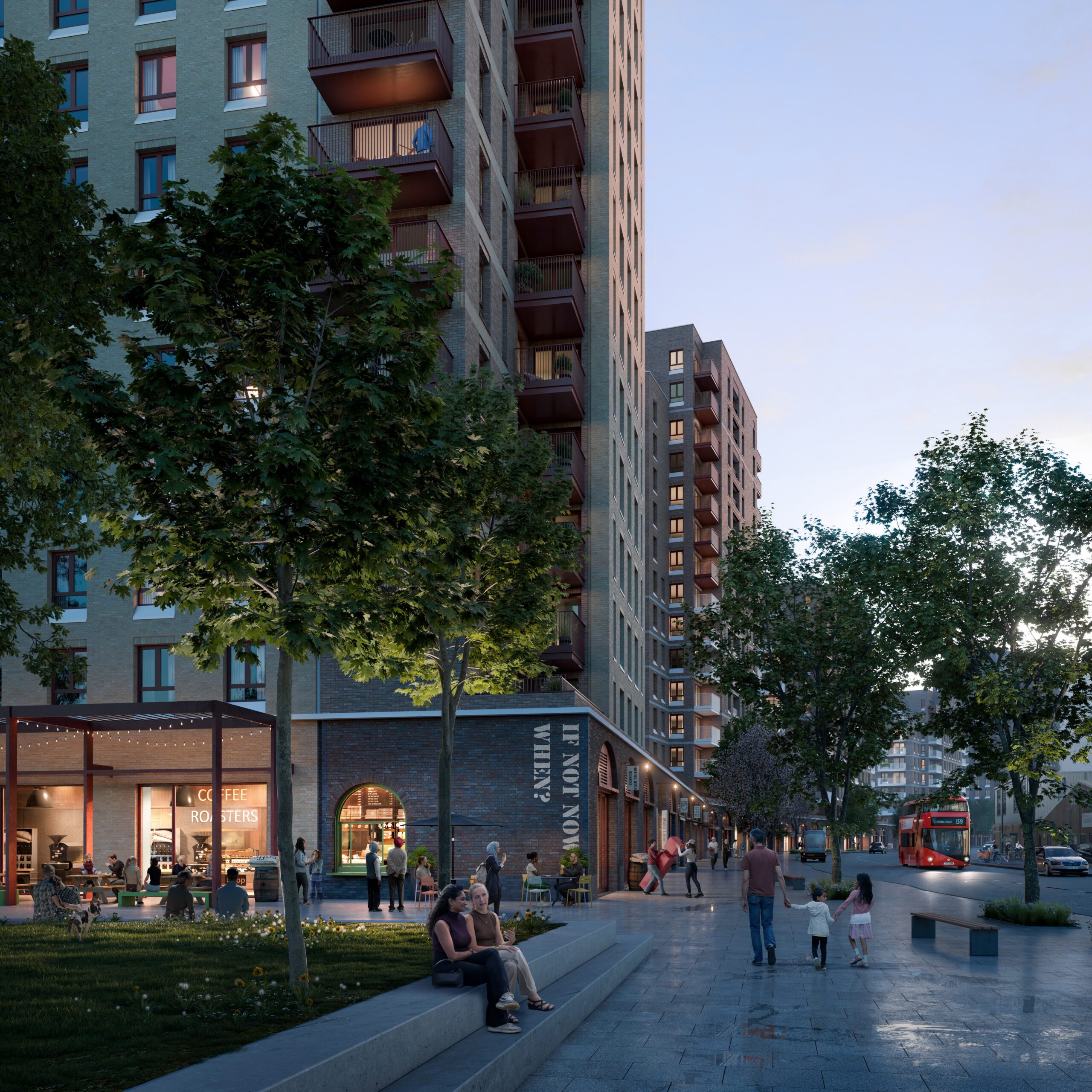 Image of buildings in the city at night