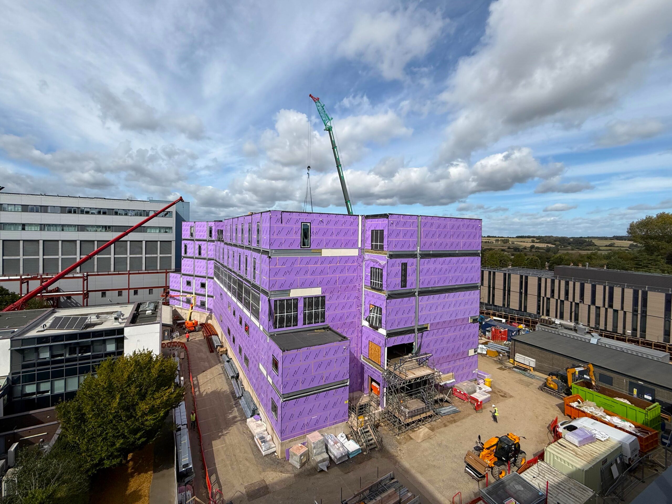 A birds eye view of the construction of the expansion featuring Surgical Elective Centre for Oxford University Hospitals