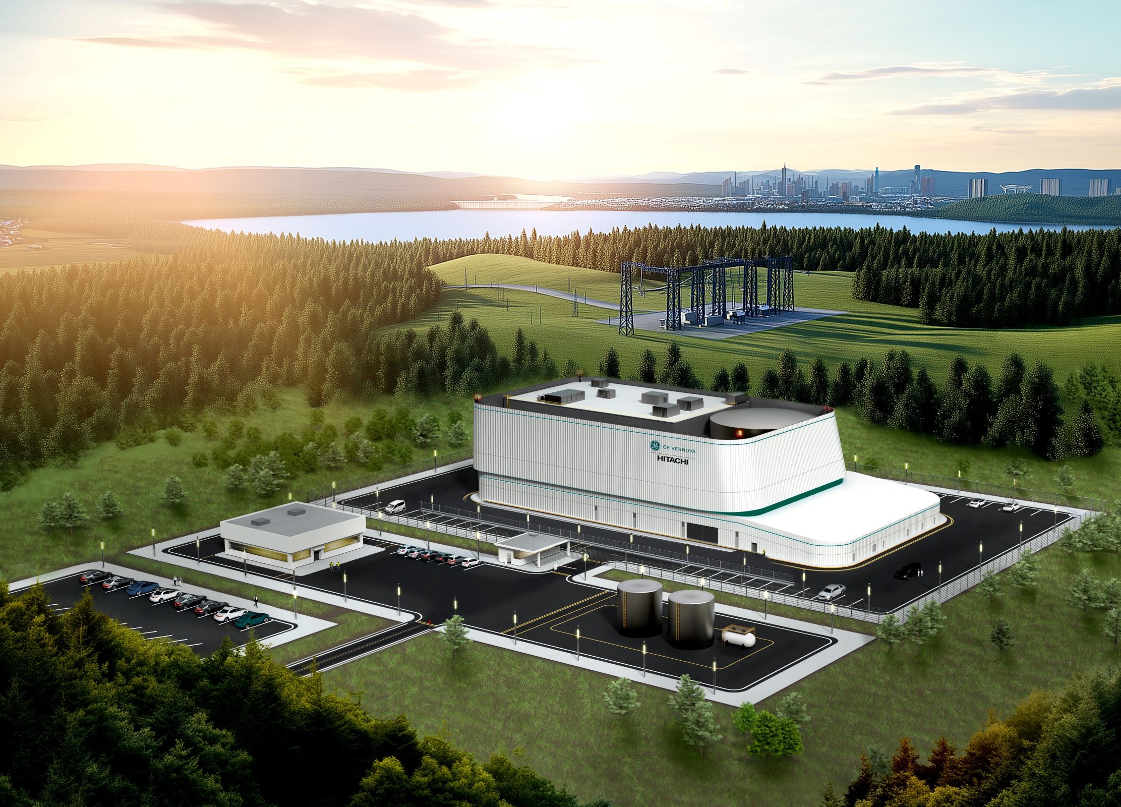 Image render of the centre of the new Hitachi reactor, shown in the middle of greenland