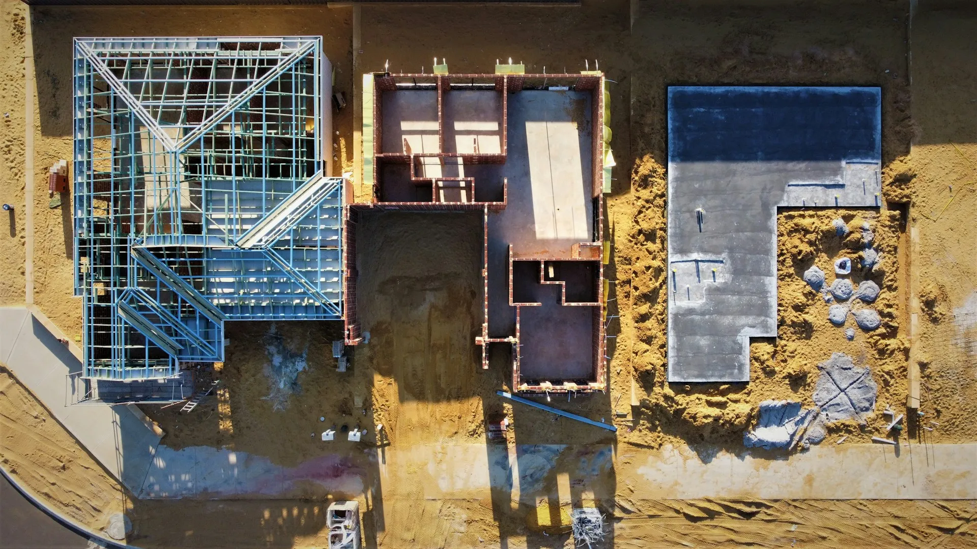 Birds-eye-view of construction site